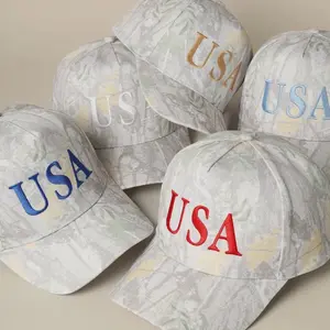Custom Embroidery USA Light Camo Trucker Cap with Customizable USA Embroidery Options
