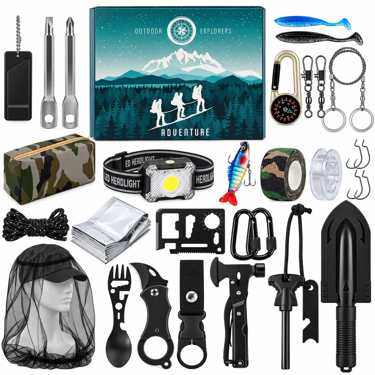Survival Gear Advent Calendar 2026 for Men, 24 Days of Outdoor Adventure Surprises, Camping & Fishing Tool Gift Set, Unique Christmas Gifts for Husband, Dad, Boyfriend & Outdoor Enthusiasts