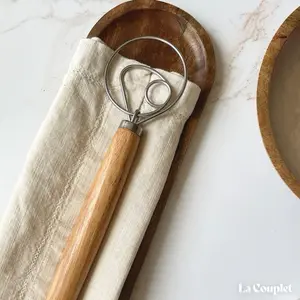 Danish Dough Whisk, Stainless Steel Wire Loops, 13 inches