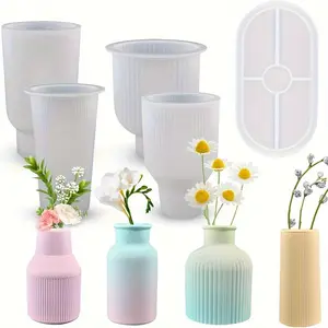 5-Piece Silicone Mold Set, 4 Vase + 1 Tray, DIY Resin Molds, Handmade Silicone Molds, Epoxy Resin Molds, for Making Vases