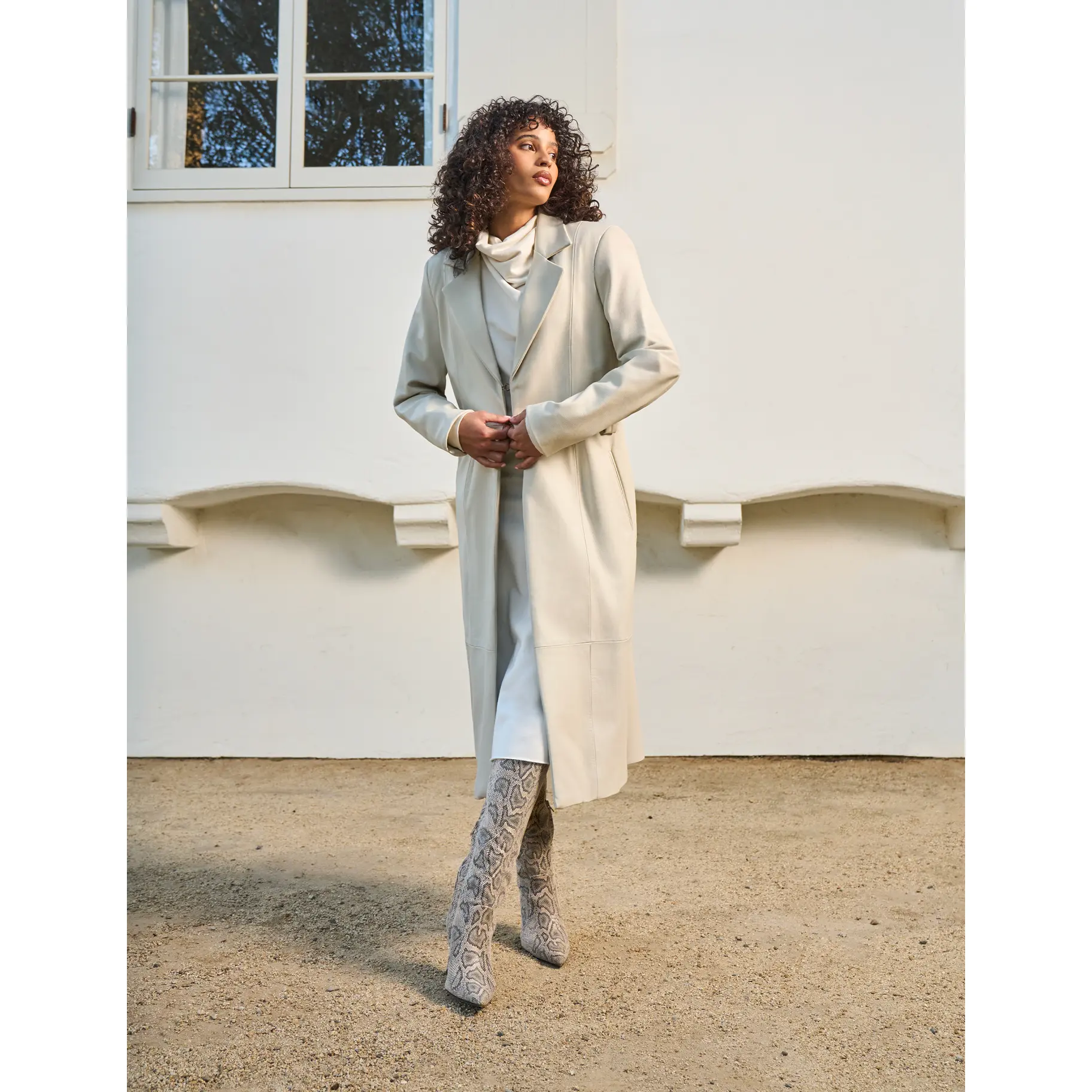 The Teresa Lambskin Trench in Cream