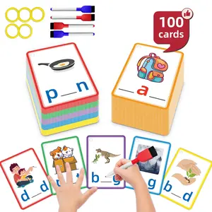 Cvc Word Spelling Games, 100pcs Cvc Word Writing & Spelling Flash Cards Learning Activities, Homeschool Supplies, Sight Words Reading Game Montessori Toys, Teaching Aids, Colorful Study Tools for Daughter, Vocabulary Flashcards, Visual Stimulation Cards