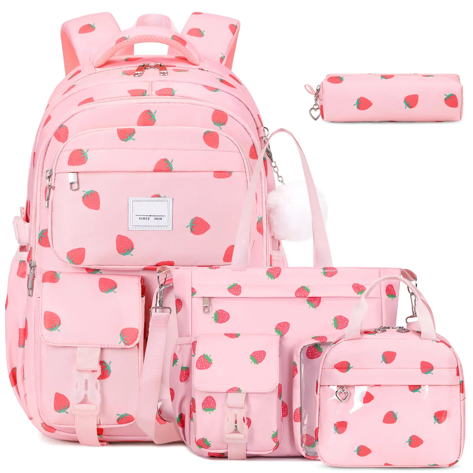 SIMILOVE Waterproof 4 PCS Backpack Set with Crossbody Bag, Lunch Bag & Pencil Pouch --Lightweight School Bag Bookbag for Girls, Ideal for Elementary Middle High School Students dealsforyoudays