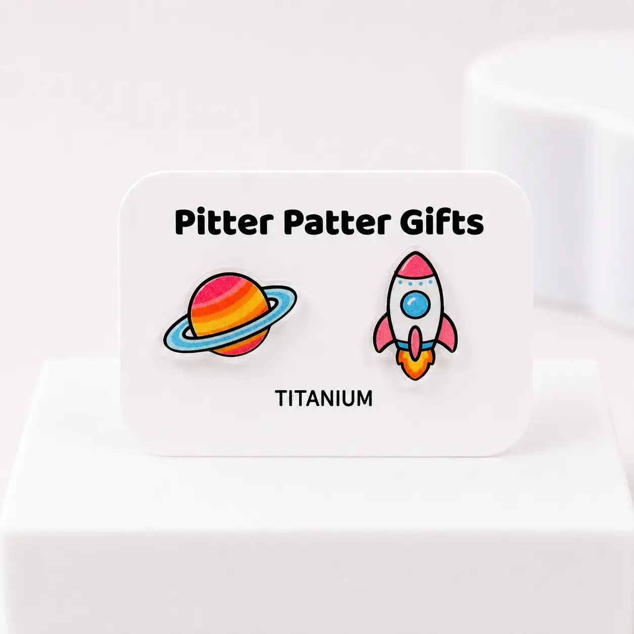 Planet and Rocket Earrings, Mismatch Kawaii Earrings, Acrylic Studs