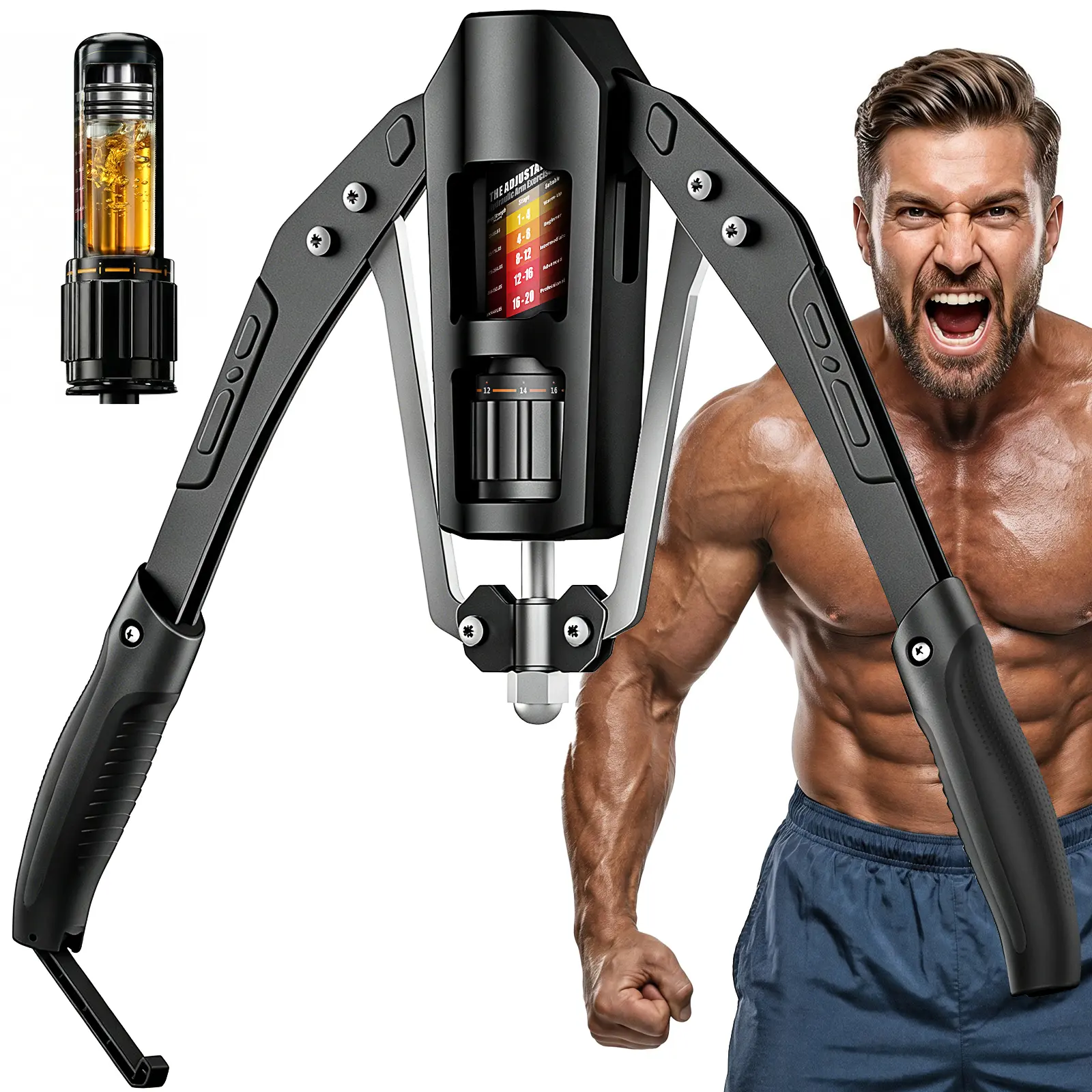EAST MOUNT Home Workout Equipment, R2Pro Modern Heavy-Duty Steel Power Twister with Adjustable 22-440 lbs Hydraulic Resistance