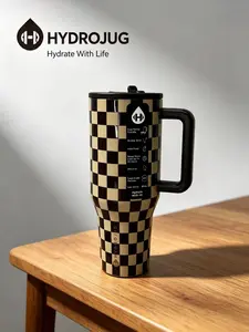 HydroJug 40oz  Checkerboard Pattern- Vacuum Insulated Stainless Steel Cup, Keeps Drinks Cold , BPA-Free Lid, Perfect for On-the-Go