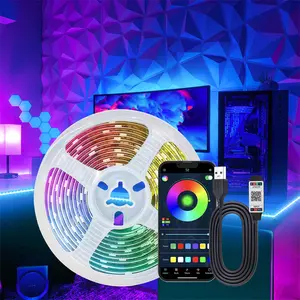 3535 RGB LED strip - controlled by an app, comes with adhesive backing, easy to install. An ideal choice for home decoration and festive celebrations.