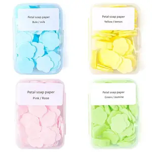Travel Portable Soap Sheets, Outdoor Disposable Soap Sheets, Handwashing Soap Sheets, Mini Petal Handwashing Sheets, 4 Boxes, Approximately 400 Sheets