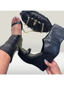 Women's Peep Open Toe Wedge Bootie Platform Wedge Heel Peep toe Boots