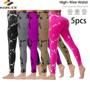1-5 Pack Tie-Dye Leggings High-Waisted Tummy Control & Butt Lift Yoga Pants