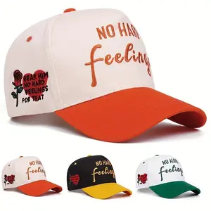Rose & Text 3D Embroidered Baseball Cap - Lightweight PVC-Coated ABS Trucker Hat for Men & Women, White with Orange Lettering, Outdoor Sports Casual Wear, Valentines Day & Mardi Gras Festive Accessory, Everyday Headgear All indian stud lil thick studs