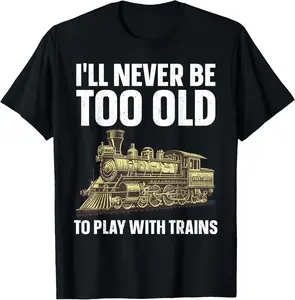 Funny 100% Cotton Train Art Unisex Railway Model Train Lovers T-Shirt Breathable Classic