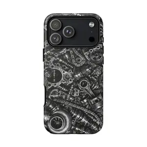 Engine Parts Phone Case, Turbo Piston Crankshaft Pattern, Automotive Mechanic Cover Suitable for iPhone 17-11 Pro Max/Plus and  Samsung Galaxy S23-25