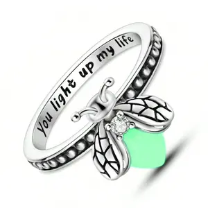 Light Up My Life Letter Ring – Stackable Glowing Firefly Ring for Women & Unisex Jewelry