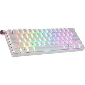 GK61 60% | Hot Swappable Mechanical Gaming Keyboard | 61  Multi Color RGB LED Backlit for PC/ Gamer | ANSI   Layout (White, Mechanical Red)