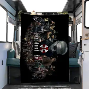 Resident Evil (9) Pattern Soft and Comfortable Flannel Throw Blanket, Home Living Room Sofa Office Chair Napping Camping Machine Washable Four Seasons Blanket, Holiday Gifts for Family, Friends, and Fans, Christmas Decoratio