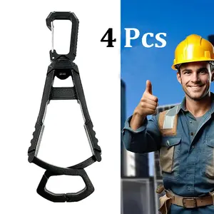 4 Pcs Glove Clip, Work Safety Glove Holder Clip, Construction Accessories for Work Gloves Holder Helmets Hanger Clamp(Black)