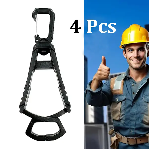 4 Pcs Glove Clip, Work Safety Glove Holder Clip, Construction Accessories for Work Gloves Holder Helmets Hanger Clamp(Black)