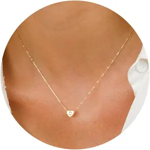 Heart Initial Necklaces for Women Jewelry Gifts - 14K Gold Filled Heart Initial Necklace Personalized Letter Necklaces for Women Tiny Letter Necklace for Girls Jewelry Gifts