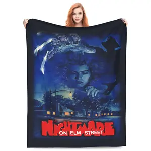 Horror movie Freddy Krueger themed printed flannel blanket, soft and warm, all-season comfort, suitable for bed, sofa, office and outdoor