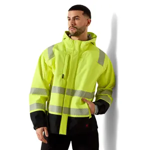 Men's FR Hi-Vis Hooded Waterproof Jacket