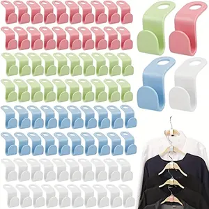 50 Piece Foldable Plastic Clothes Hangers, Wall Mounted Closet Space Saver, Multi-Color Casual Style, Clothing Hooks, Wardrobe Organizer, Storage Hanger, Clothes Hanger Organizers