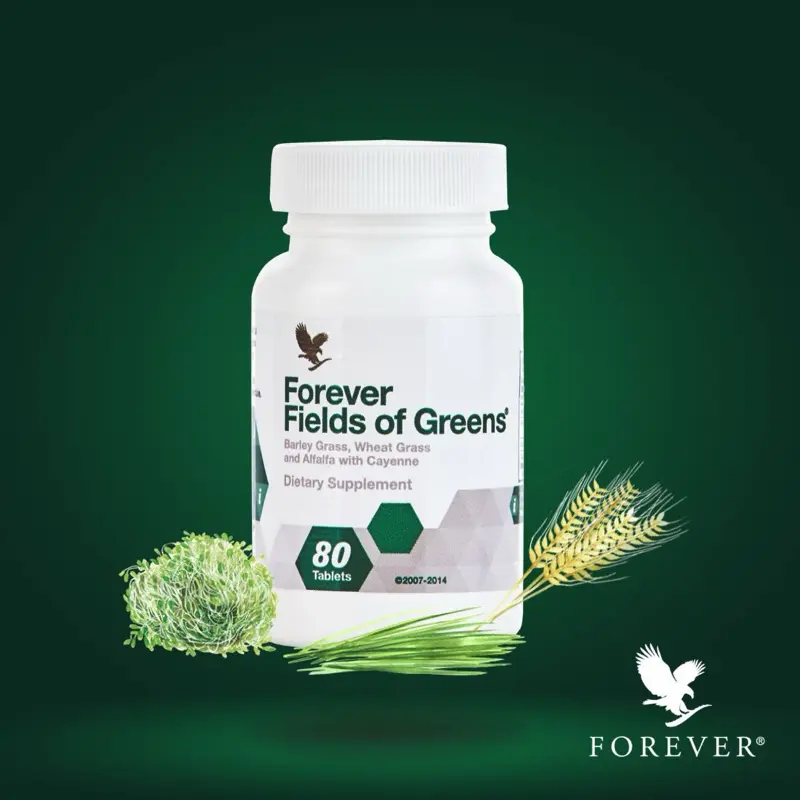 Forever Living Forever Fields of Greens Edible Fitness Supplement - Organic, Gluten-Free Vitamin & Fiber Dietary Supplement with Antioxidants, Barley Grass, Wheat Grass, Alfalfa, Honey, for Brain Health & Blood Pressure Control, Sugar-Free