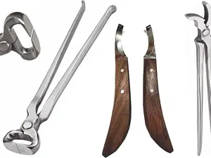 Hoof Nipper 14" with Hoof Curved Jaw Clincher & Farrier Hoof Knives Set