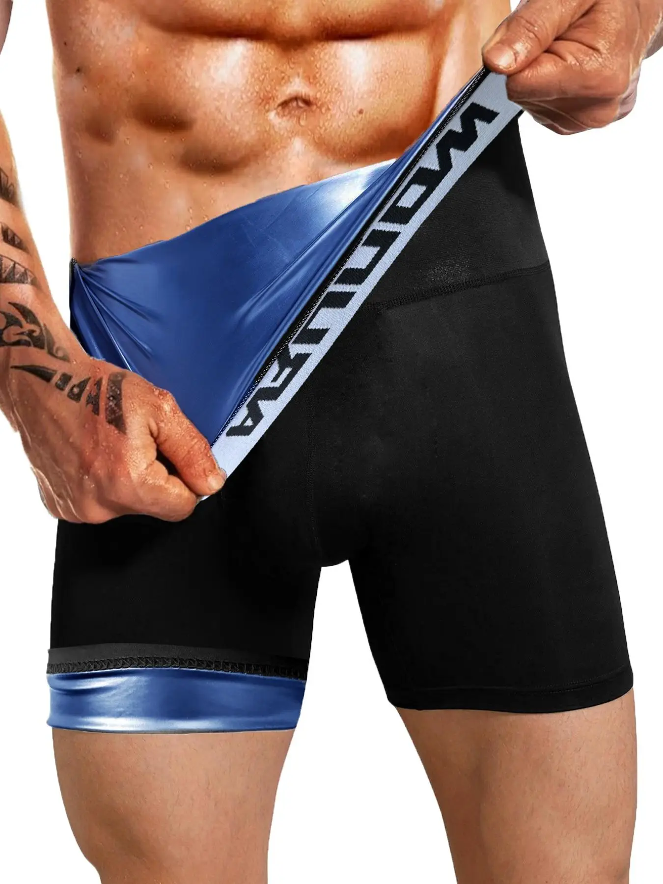 Men's Letter Tape High Waist Sauna Shorts, Functionality and Performance Casual Breathable Comfortable Sports Shorts, Workout Compression Shorts for M