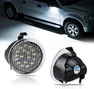 LED Side Mirror Puddle Lights Compatible for F-150 Expedition Explorer Edge Flex Fusion Taurus X, 6000K White, Pack of 2