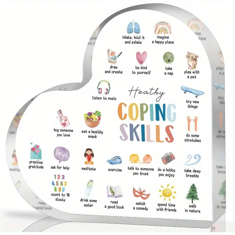 Acrylic Heart-Shaped Art Decor, Mental Health Gift, Anxiety Management Skills, Therapy Office Decoration, Social Worker Classroom Supplies, Acrylic Plaque, Acrylic Sign, Acrylic Desktop Decoration, Acrylic Signage Plaque