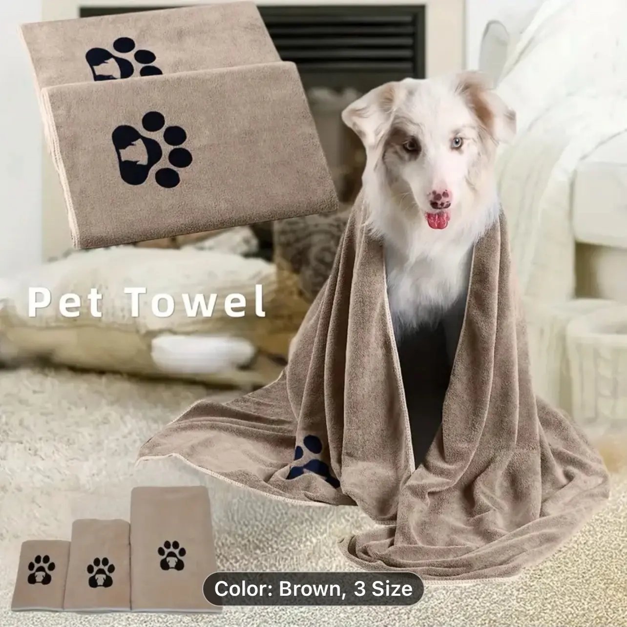 Soft Microfiber Pet Bath Towel Super Absorbent Quick Dry Cleaning Bath Towel.