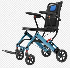 【GARVEE】Portable Folding Travel Wheelchair with Handbrake, Ultra-Light Design, 16in Seat Width, 8in PVC Rear Wheels, Ideal for Elderly and Youth Mobility