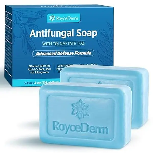 Roycederm Antifungal Soap Bar with Tolnaftate 1% – Extra Strength Medicated Treatment for Athletes Foot, Jock Itch & Ringworm – Tea Tree Oil Body Soap for Men, Daily Protection