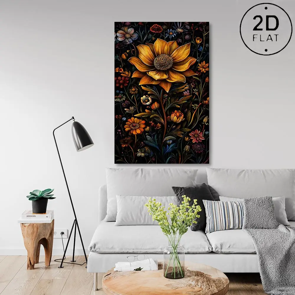 1 PC, wall art, Canvas Art And Prints For Walls,vintage poster, Classic Mystical Background Floral Poster, plant flower background Floralcanvas painting, wall aesthetic decoration,oerfect home decor
