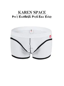 1 Piece Men's Underwear Boxer Briefs, Breathable Fine Mesh, Soft Comfort Fabric, Casual Sports & Home Wear