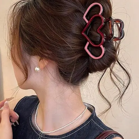 New Simple Hollow Out Large Oil Drop Heart Claw Hair Clip, Heart Pattern, Fashion Cute Hair Accessory, School Supplies, Fall Winter Women's Accessories, Claw Clips, Clips For Hair