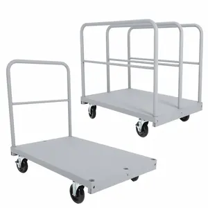 Garvee Steel Panel Truck Cart 36x24 inch, 2 in 1 Industrial Grade Platform Truck with 2200 LBS Capacity, Heavy Duty Drywall Dolly with 3 Removable Side Handrails & Swivel Wheels