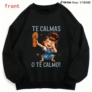 Casual Black Sweatshirt with Spanish Saying – Fun and Cozy Long Sleeve for Language Students