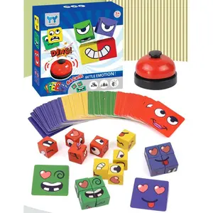 Face Expression Cube Puzzle, Early Education Brain Teaser Toy, Parent-Child Interactive Desk Game, 1 Box Set