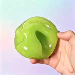 Clear Fake Apple Smoothie Handmade Squish Fidget Hobby Ball, Stretch Jelly Squeeze Ornament, Lovely Mini Desk Decor for Daily ASMR Relax & Indoor Hobby Playtime