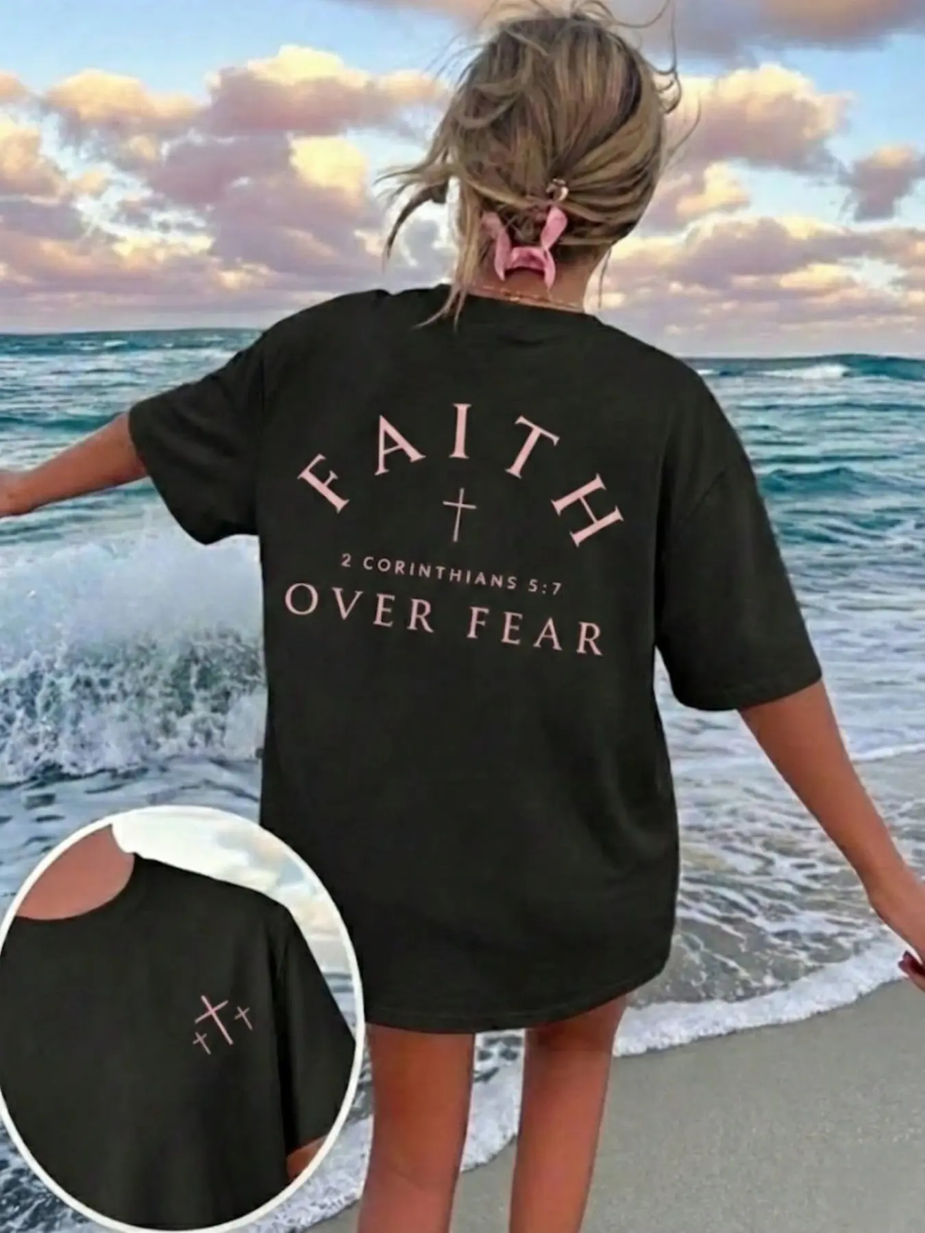 Christian Inspirational Graphic Tee, Standard Fit, Short Sleeve Crew Neck Design, Comfortable Cotton Material, Perfect for Everyday Wear, Summer