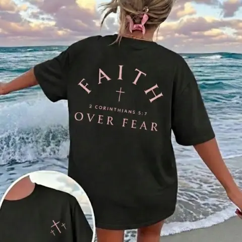 Christian Inspirational Graphic Tee, Standard Fit, Short Sleeve Crew Neck Design, Comfortable Soft Cotton Material, Perfect for Everyday Wear