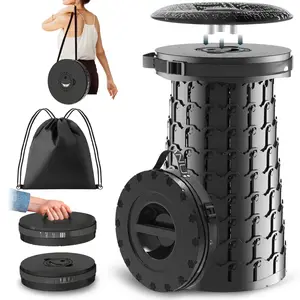 XXL 19.7" Wider & Taller Collapsible Stool, 1000lbs Max Weight, Adjustable Height, 2026 Upgraded Portable Retractable Folding Seat, Heavy Duty Compact Seat or Foldable Travel Foot Rest, Outdoor Camping Chair, Foldable Seat