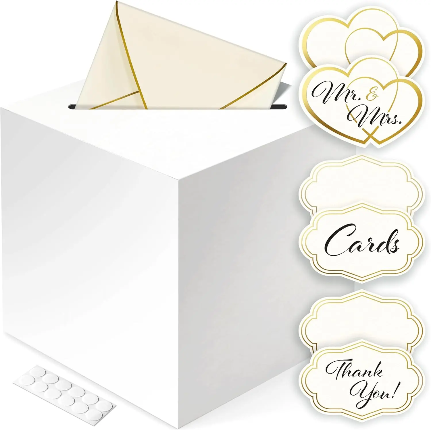 Gift Card Box for Party — White Card Box for Wedding Reception, Birthday, Baby Shower with Slot — Ideal for Gift Wedding Memory Envelopes, Secure Money Holder — 8x8