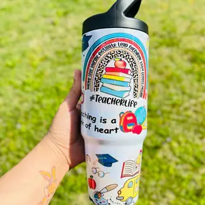 30oz Teacher Life Holographic Hidro Tumbler Bottle Water Bottles