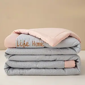 1pcs Soybean Summer Lightweight Quilt, Single Person Thin Air Conditioner Blanket, Pure Color, Ideal for Hot Weather, Breathable Cozy Blanket