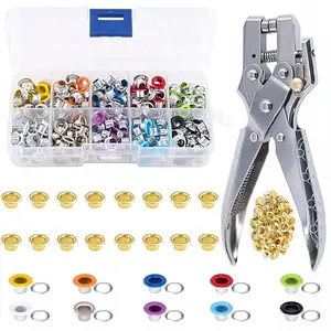 400PCS 3/16 Inch Eyelets/Grommets Tool Kit with Metal Eyelet Hole Punch Pliers, Plastic Storage Case, Perfect Grommet Eyelet Plier Set for Leather, Cloth, Shoe Eyelet Repair, DIY Crafts