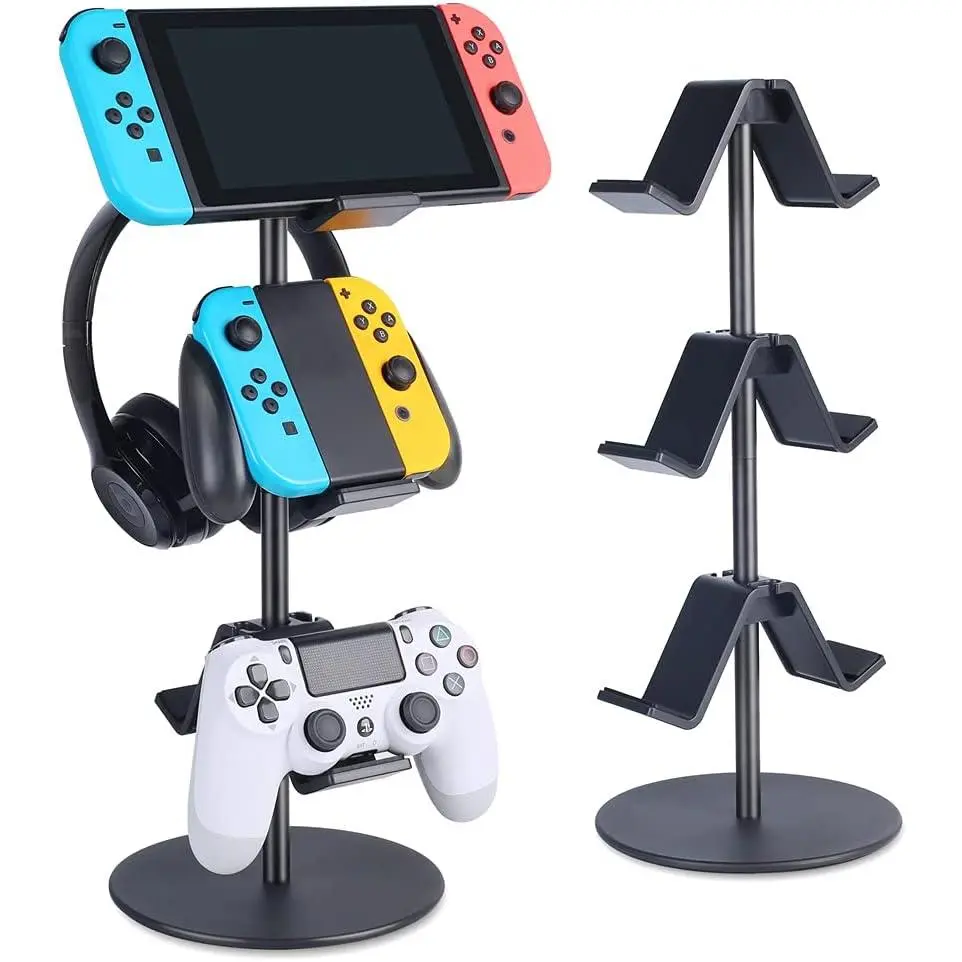 Controller Stand 3 Tier,Headphone Holder, Multi Adjustable  Controller Headset Hanger for All Universal Gaming PC Accessories,  PS4 PS5  ( Black)