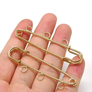 Honbay 3pcs 5.7cm Safety Pins Brooch, 3 Holes for Blankets, Skirts, Kilts, Knitted Fabric, Crafts, Durable and Versatile